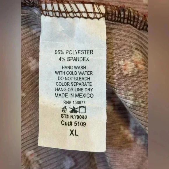 Ragdoll Long Sleeve Faux Wrap Ribbed Floral Shirt XL - Picture 9 of 10